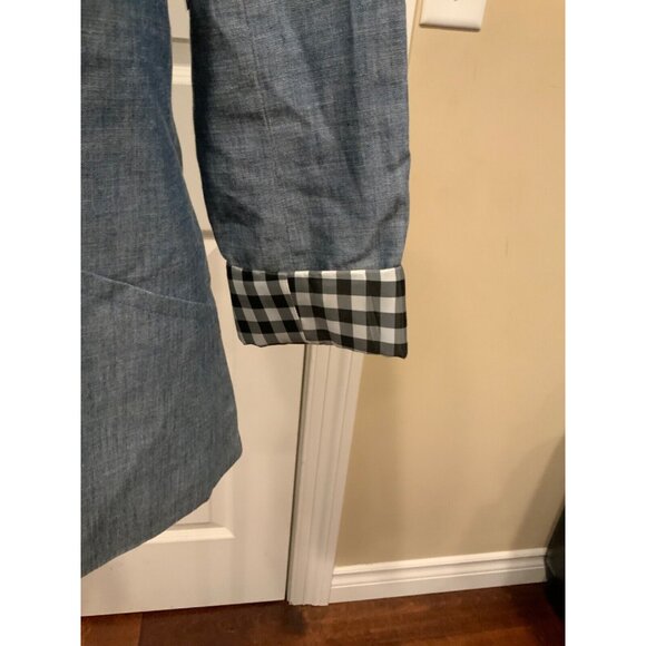 Rogan Blue Chambray Single Button Blazer W/ Plaid Lining, Size XS - Picture 2 of 6